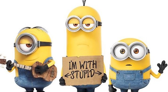 Stuart, Kevin, and Bob from the Minions movie